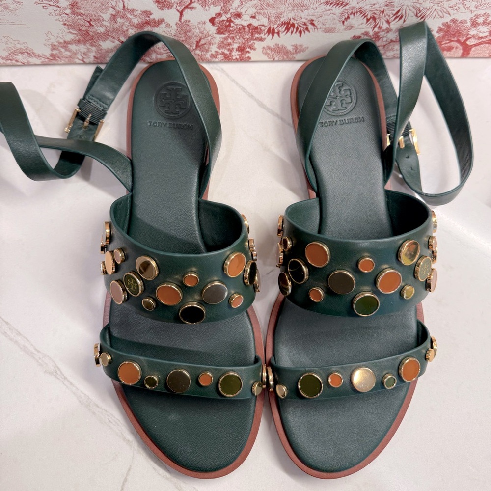 Tory Burch Suki Studded Leather Gladiator Sandals, Size 8.5, Like New